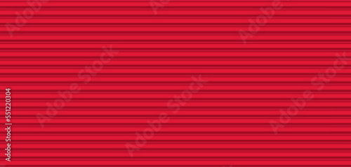 Vector red metal horizontal lines wall. Plastic home siding texture. Barn wood striped fence. Iron roof tile sheet. Warehouse linear wall. Realistic wavy floor seamless pattern. Sea container surface