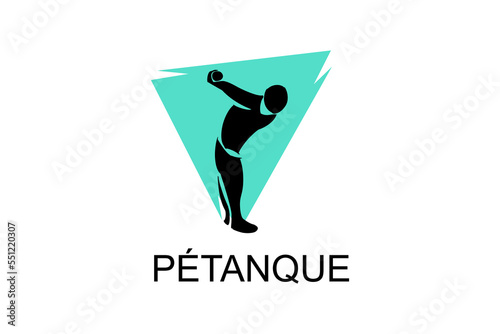 petanque sport vector line icon. practice petanque stance. sport pictogram, vector illustration. photo