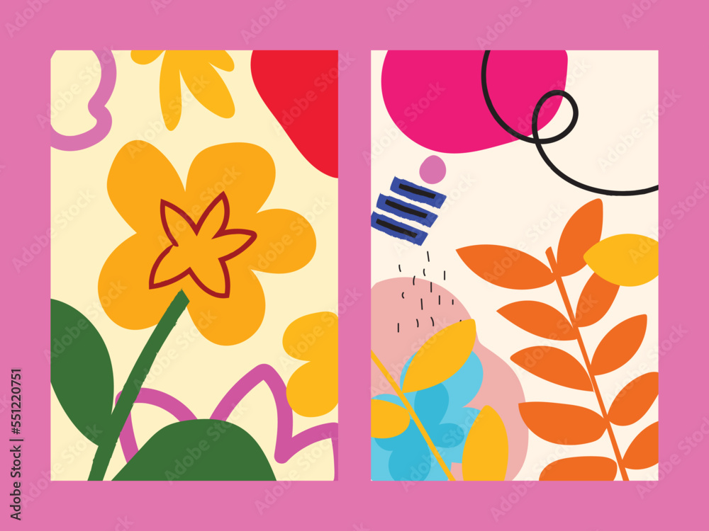 Set of flower and leaf floral background vector illustration. Set of flower and leaf floral background vector illustration.