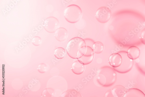Abstract Beautiful Pink Soap Bubbles Background. Blurred, Celebration, Romantic Love Valentines Theme. Freshness Soap Sud Bubbles Water. 