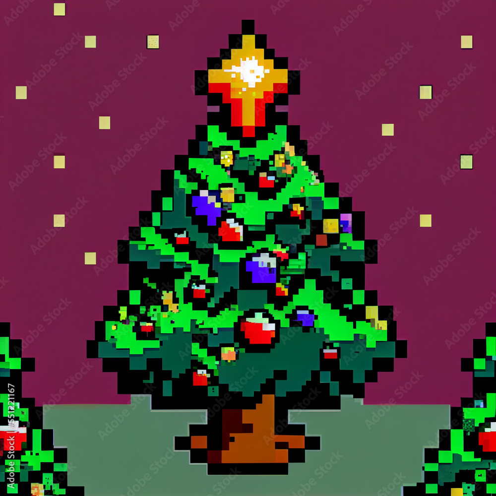 pixel art of festive christmas tree pixel art of festive christmas tree