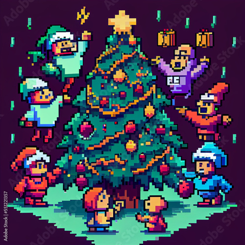 pixel art of festive christmas tree © Peter