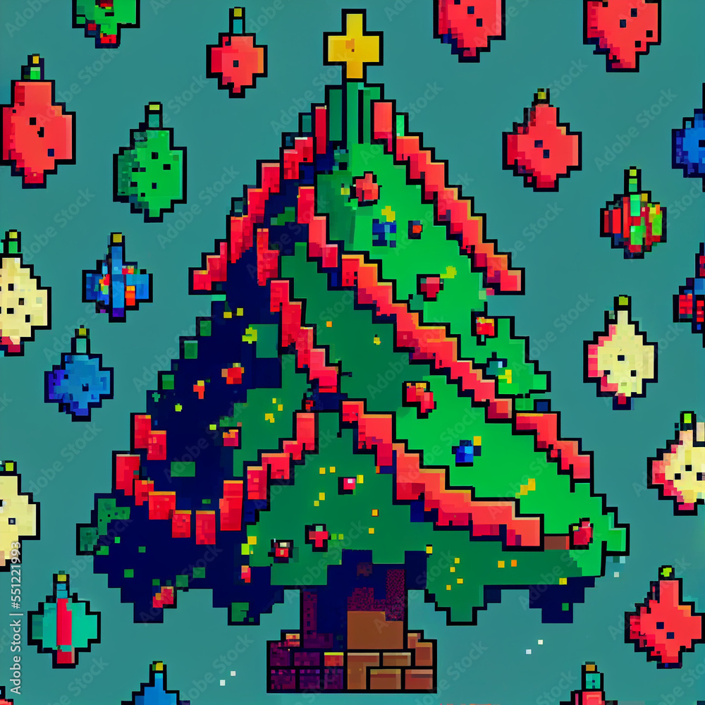 pixel art of festive christmas tree pixel art of festive christmas tree