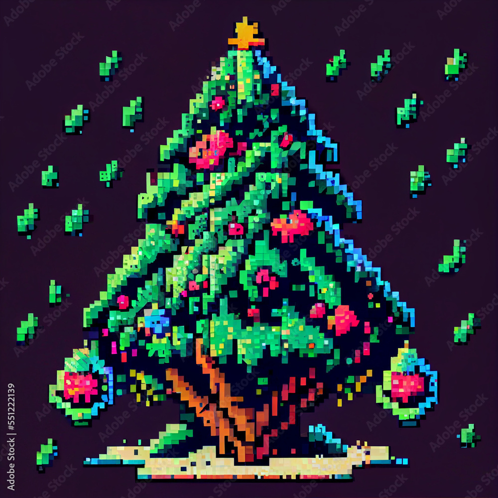 pixel art of festive christmas tree pixel art of festive christmas tree