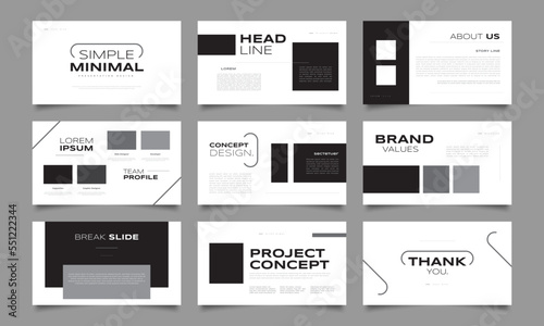 Simple Minimal Black and White Presentation Design Templates. Use for Presentation, Branding, Flyer, Leaflet, Marketing, Advertising, Annual Report, Banner, Landing Page, and Website Design