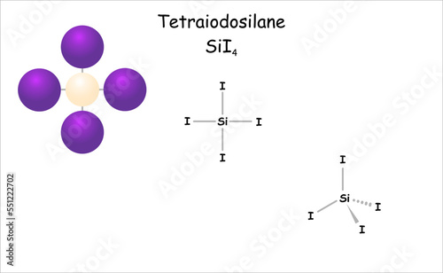 Stylized molecule model/structural formula of tetraiodosilane.