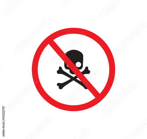 Not allow skull sign vector design. Skull and crossed bones vector design.