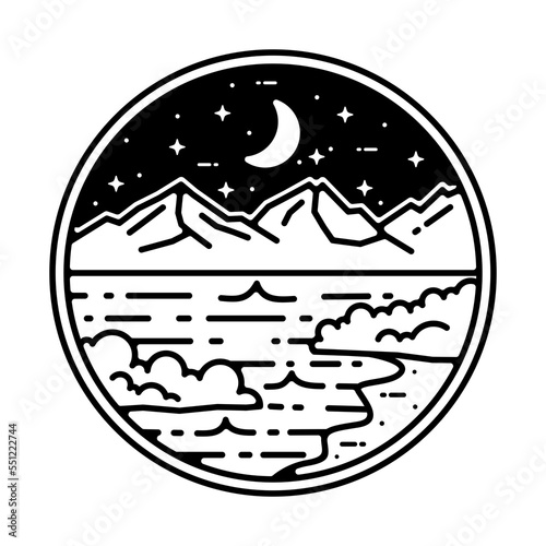 mountain monoline vintage outdoor badge design