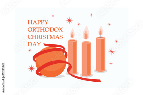 Happy orthodox christmas day vector, flat vector modern illustration photo