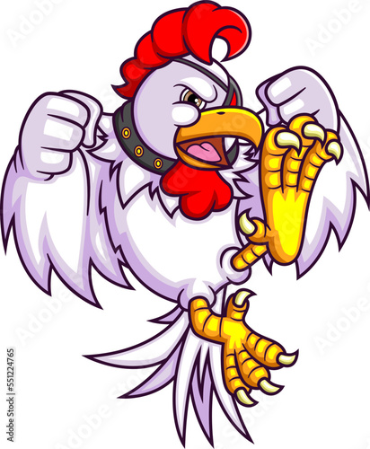 The rooster fighter jumping