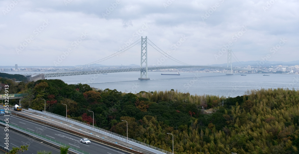 【兵庫】淡路島からみる明石海峡大橋