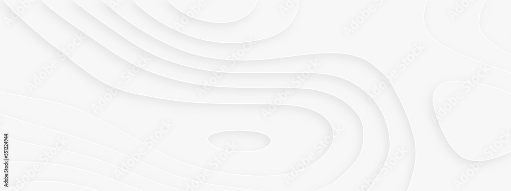 Obraz premium 3d white papercut topography relief. Cover layout template. Material design concept vector illustration. abstract curve line white background. Soft smooth lines curving white papercut background.
