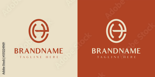 Letter EH or HE Oval Logo, suitable for any business with HE or EH initials.