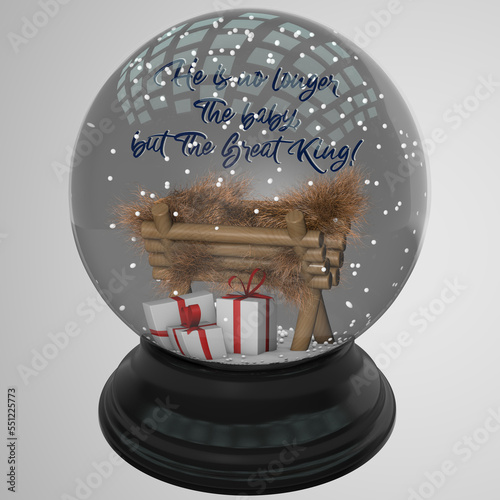 3d image glass ball Christmas manger