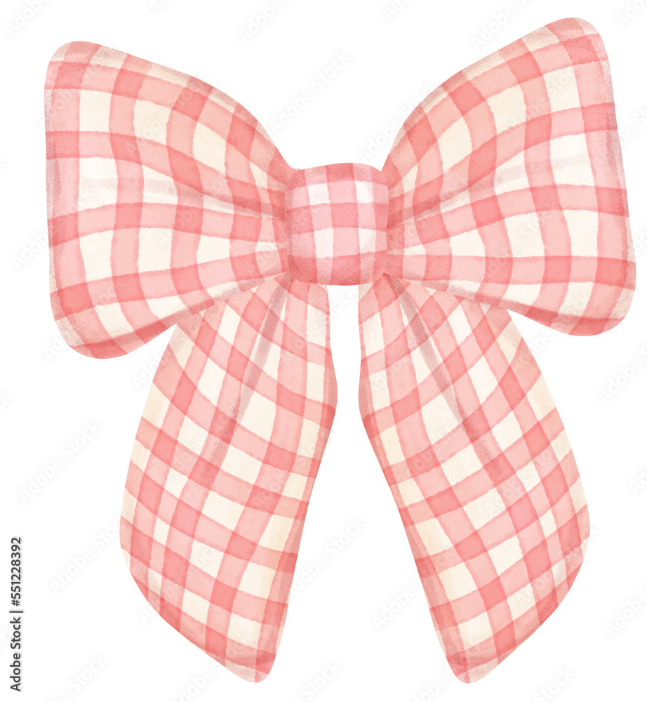 cute check striped ribbon hair bow tie watercolour illustration cute check striped ribbon hair bow tie watercolour illustration
