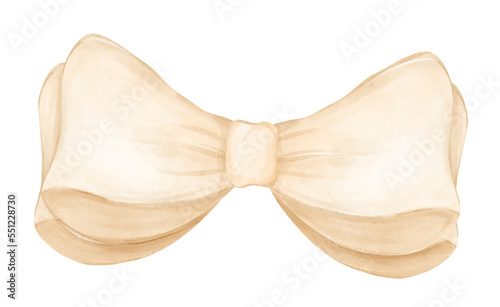 cute cream white ribbon hair bow tie watercolour illustration photo