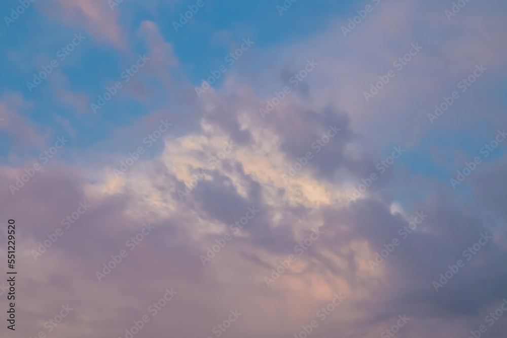 Sky with clouds in nature during sunset