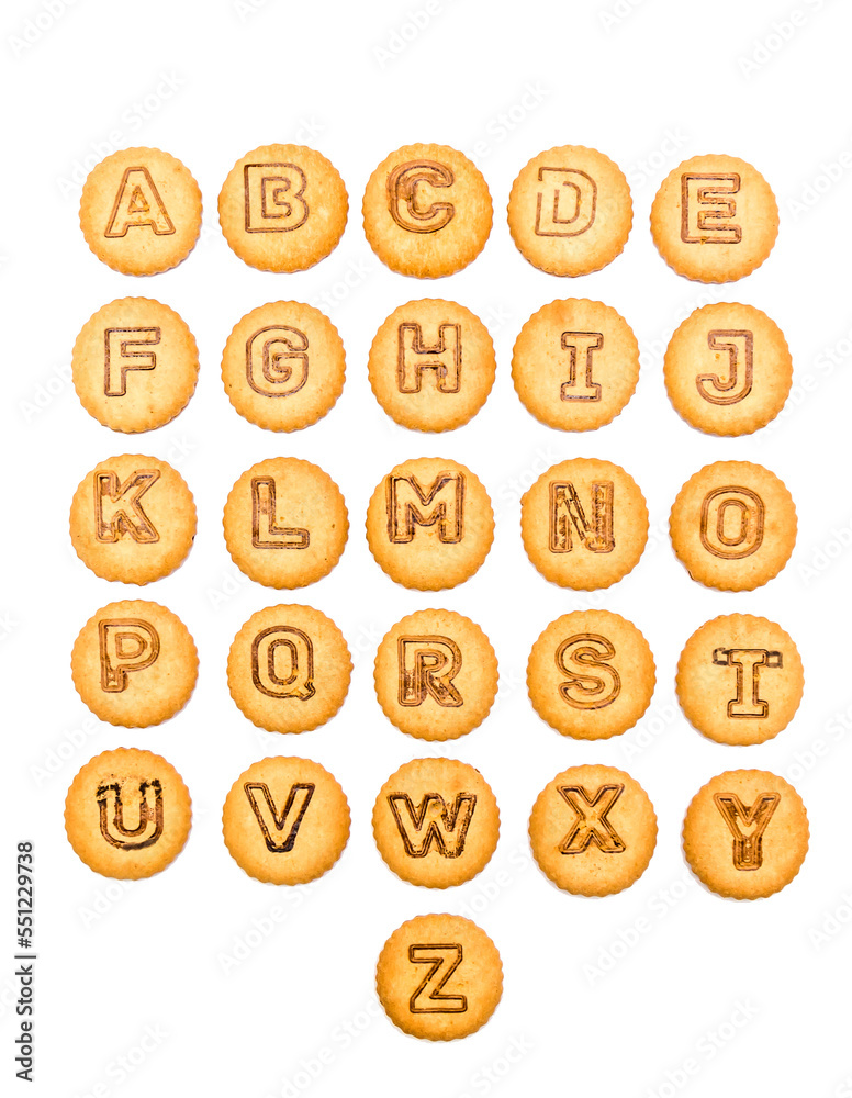 letter cookies alphabet on white background letter cookies alphabet on white background