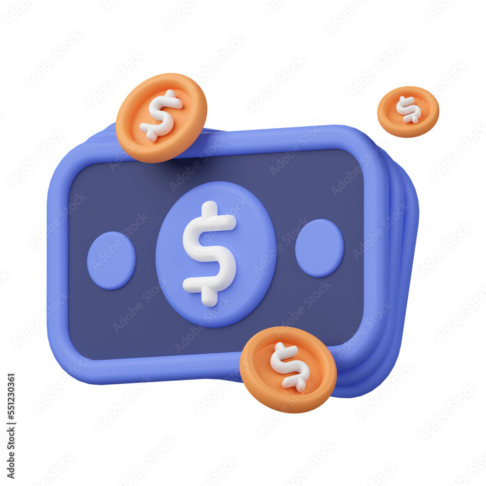 Money 3d render icon illustration Money 3d render icon illustration