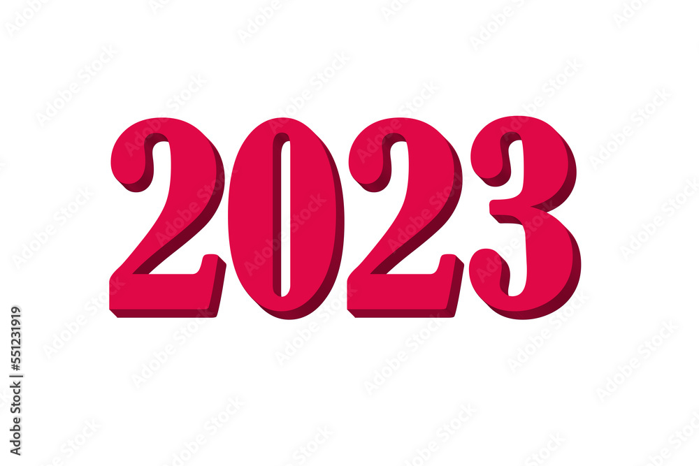 Calendar 2023. New year's date 2023 written in three-dimensional figures of Viva Magenta color on a white background, isolate, mockup. Stylish trendy Christmas card. Calendar 2023. New year's date 2023 written in three-dimensional figures of Viva Magenta color on a white background, isolate, mockup. Stylish trendy Christmas card.