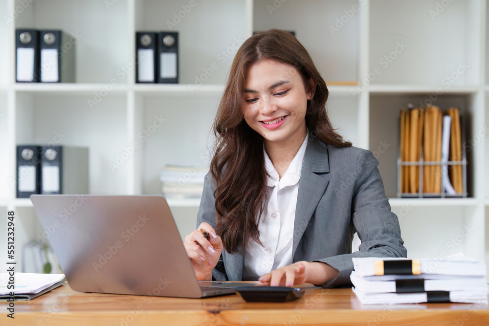 Administrator business people financial inspector making report calculating balance. Internal Revenue and Accounting concept Administrator business people financial inspector making report calculating balance. Internal Revenue and Accounting concept