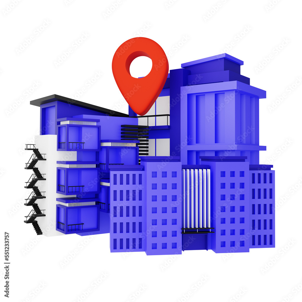 3d illustration of real estate search on property investment concept. location pin over real estate. 3d illustration of real estate search on property investment concept. location pin over real estate.