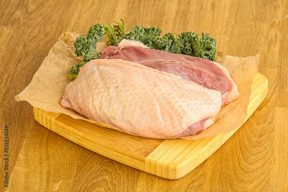 Raw duck breast for cooking