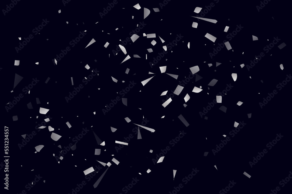 Silver shine of confetti on a black background. Illustration of a drop of shiny particles. Silver shine of confetti on a black background. Illustration of a drop of shiny particles.