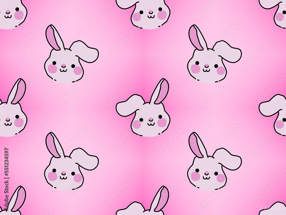 Rabbit cartoon character seamless pattern on pink background