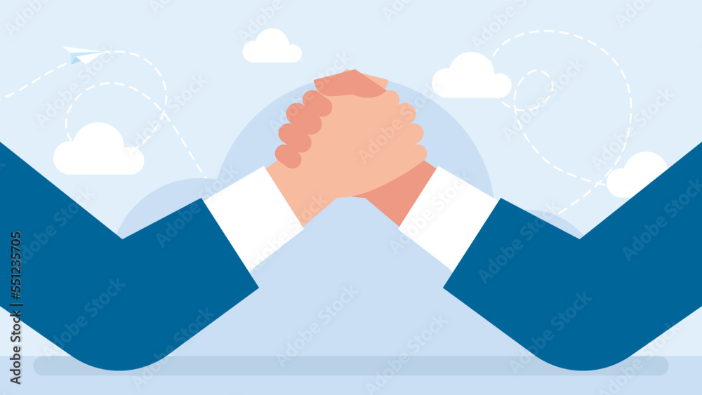 Businessmen compete in arm wrestling. Competitions arm wrestling game