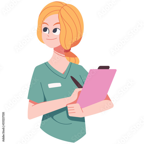 Female doctor note medical report