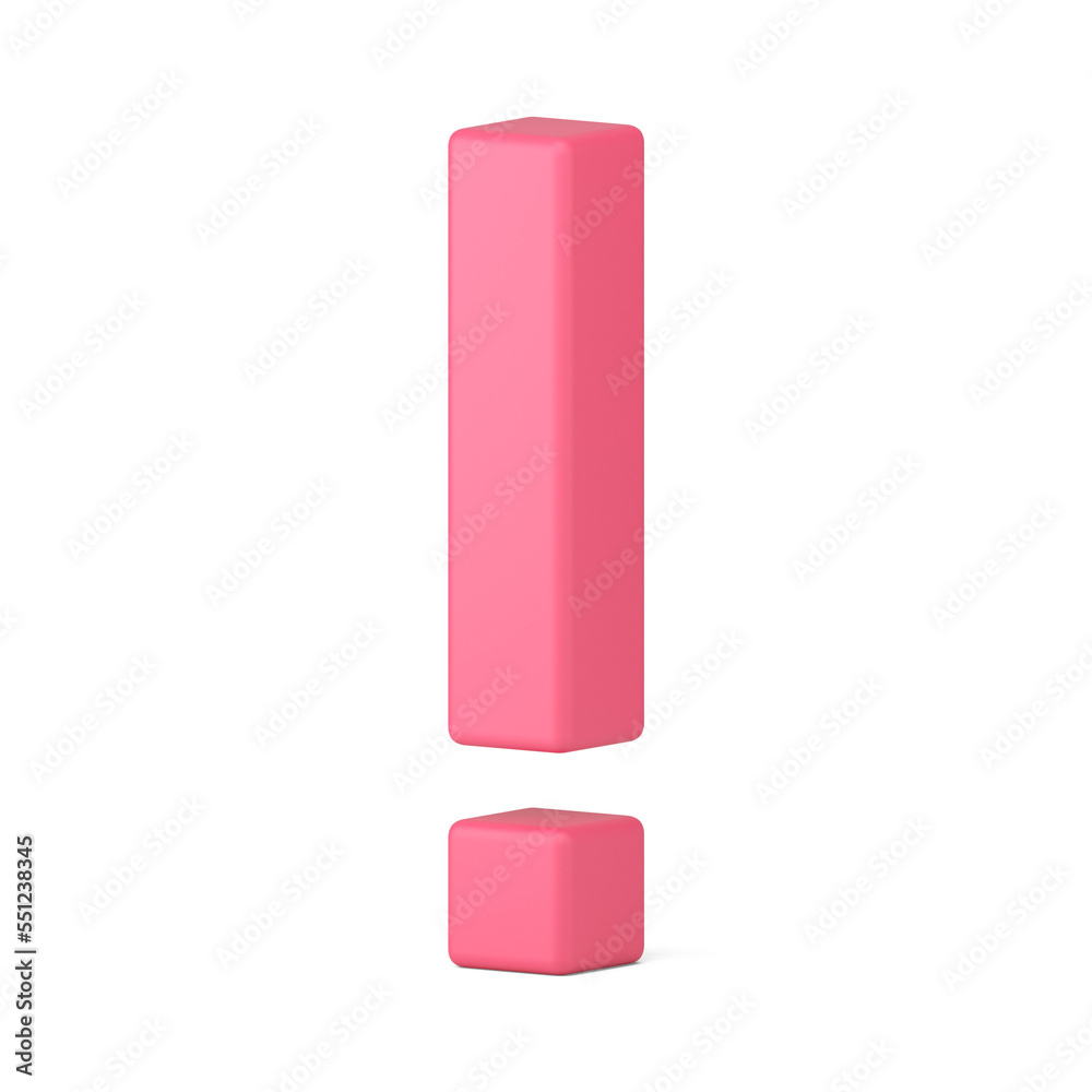 Pink caution signal pointer exclamation mark attention message important information 3d icon Pink caution signal pointer exclamation mark attention message important information 3d icon