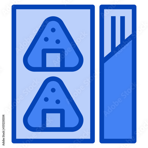 onigiri food truck blue icon