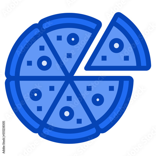 pizza food truck blue icon