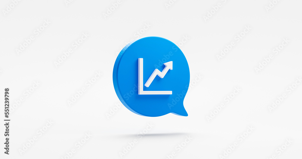 Blue stock graph 3d icon isolated on white background with growth business finance progress or up market chart statistic diagram symbol and success financial investment profit report bubble message. Blue stock graph 3d icon isolated on white background with growth business finance progress or up market chart statistic diagram symbol and success financial investment profit report bubble message.