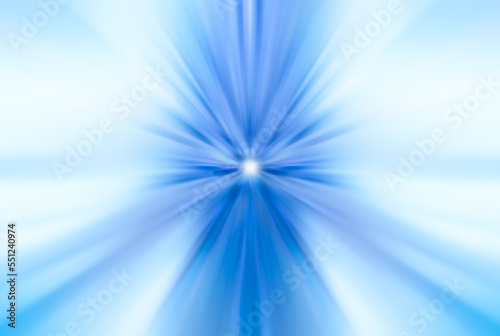 Blue, colorful, bright speed lines. Motion blur background graphic style. The light speeds from the center of the image and radiates to the side. © sutthichai