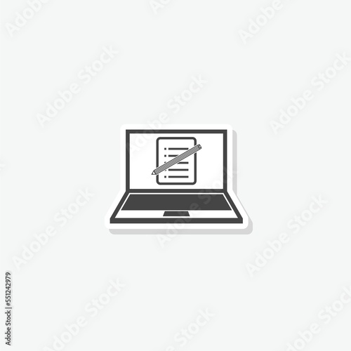Online Exam, taking Test on Laptop sticker icon