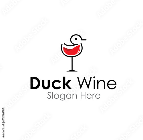 duck wine logo design concept