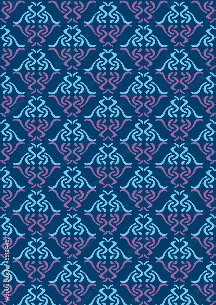 Seamless pattern in blue and lilac