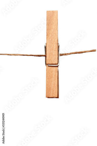 1 wooden clothespin on a rope, png file