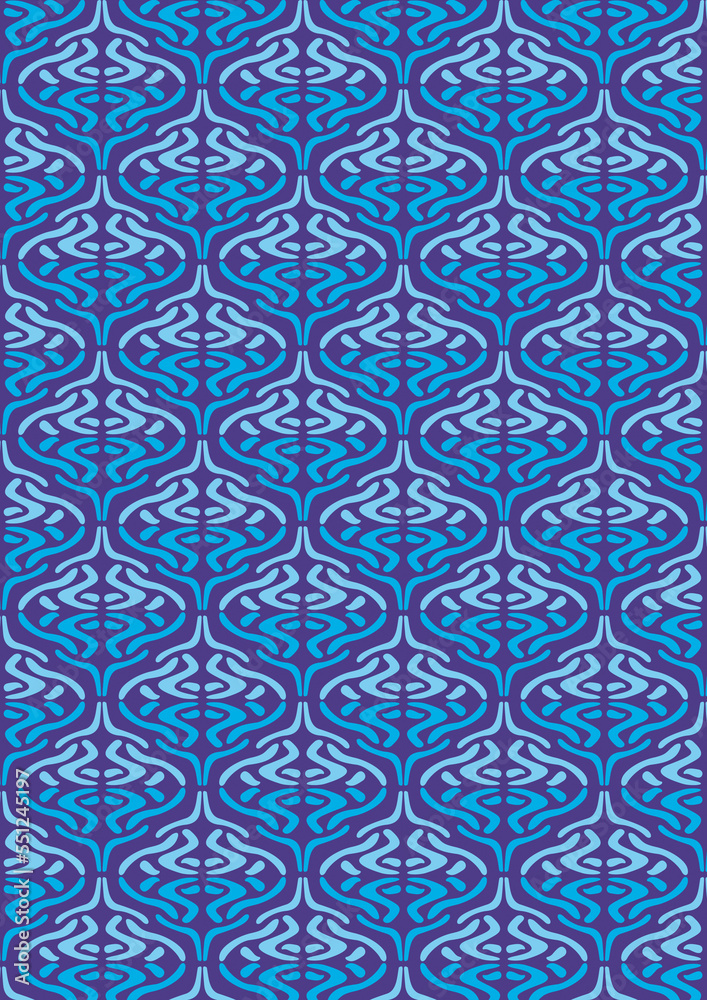 Seamless pattern in blue with shiny top half