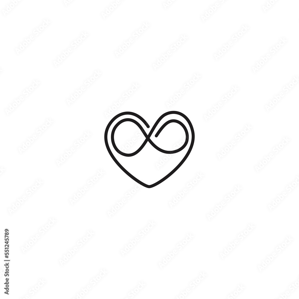 Infinity love. Vector hand drawn line icon template