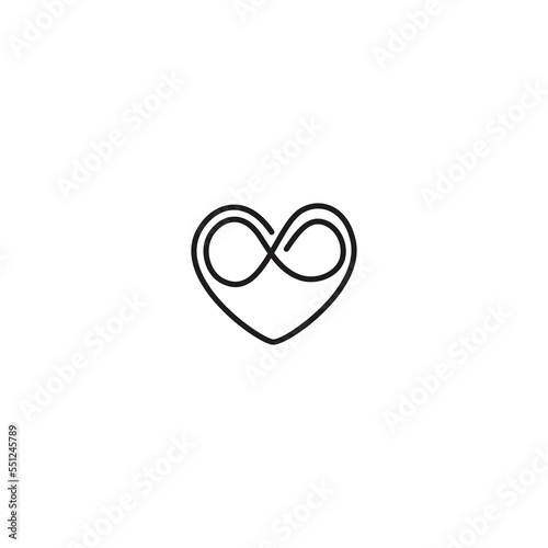 Infinity love. Vector hand drawn line icon template