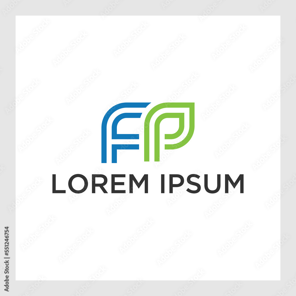 abstract letter PF logo design,initial FP vector with leaf concept illustration abstract letter PF logo design,initial FP vector with leaf concept illustration