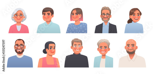 People avatars set. Business  happy men and women. Vector illustration