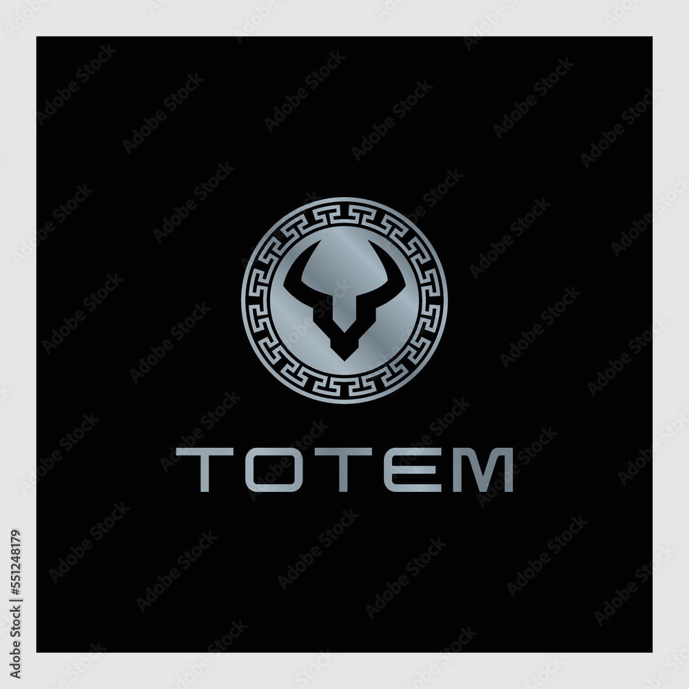 simple goat head logo with circular shield