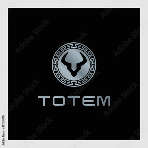 simple goat head logo with circular shield