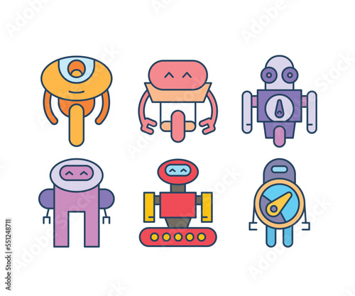 cartoon robot characters set illustration