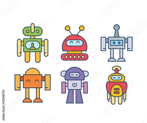 cartoon robot characters set illustration