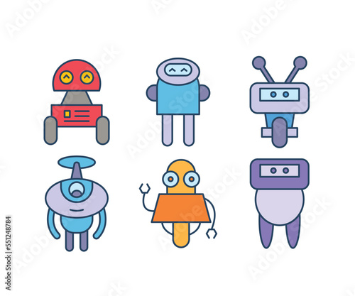 cartoon robot characters set illustration